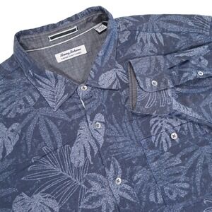 TOMMY BAHAMA Men's 3XLB Blue Floral Print Canyon Beach Flannel Button Up Shirt